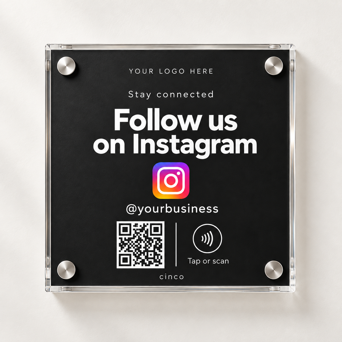 Instagram NFC + QR Plaque in black