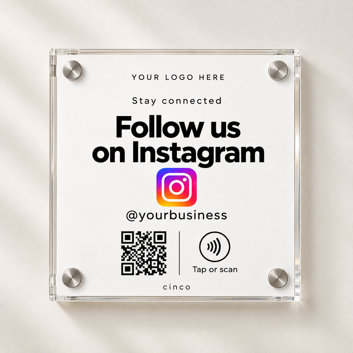 Instagram NFC + QR Plaque in white