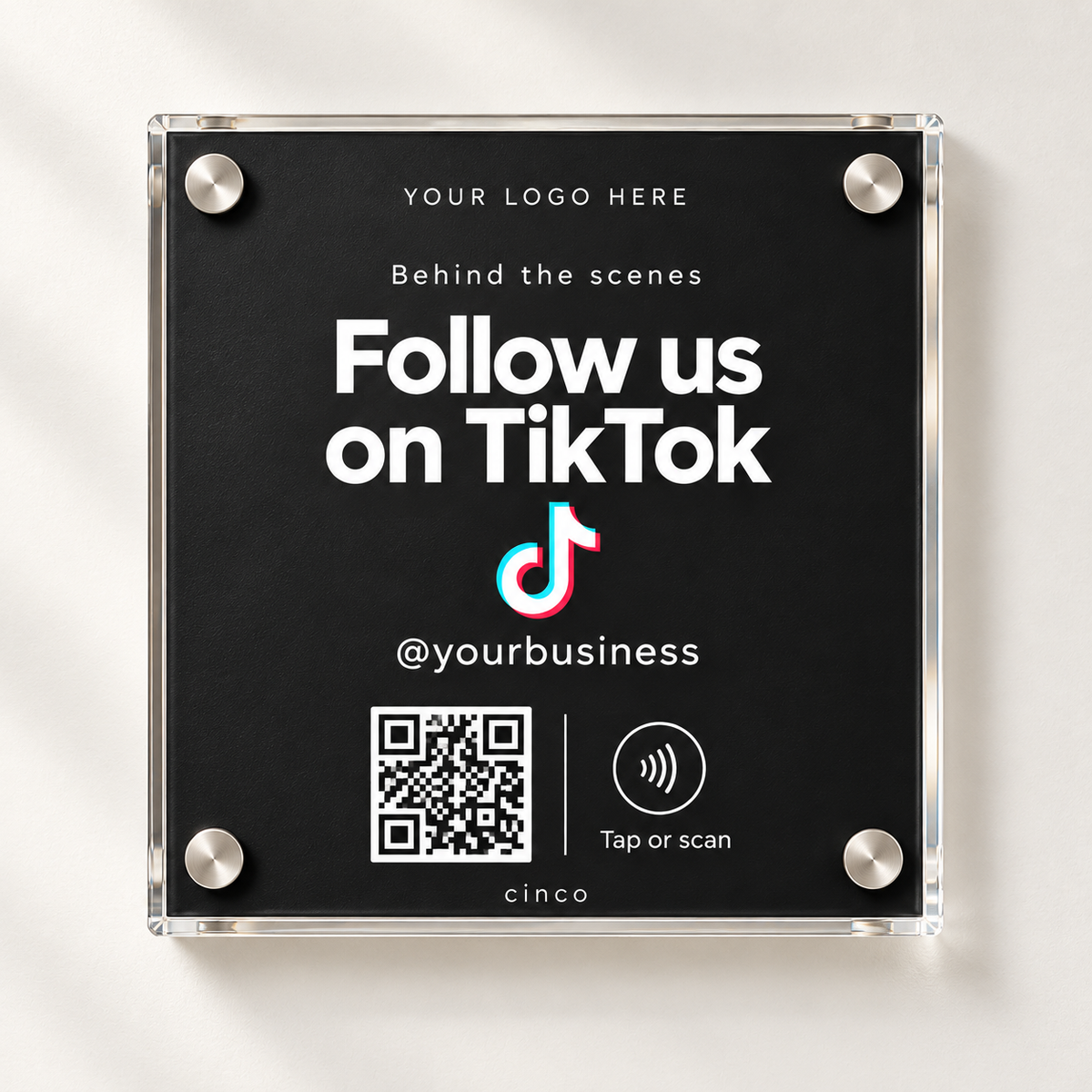 TikTok NFC + QR Plaque in black