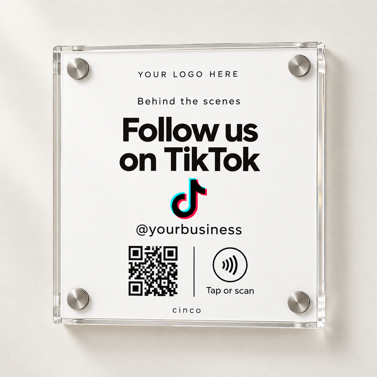 TikTok NFC + QR Plaque in white