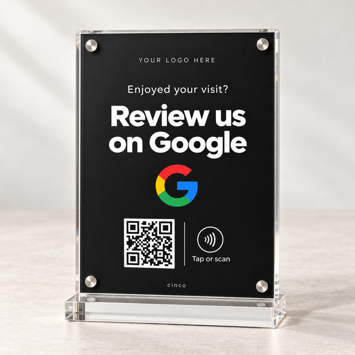 Google Review NFC + QR Stand in black