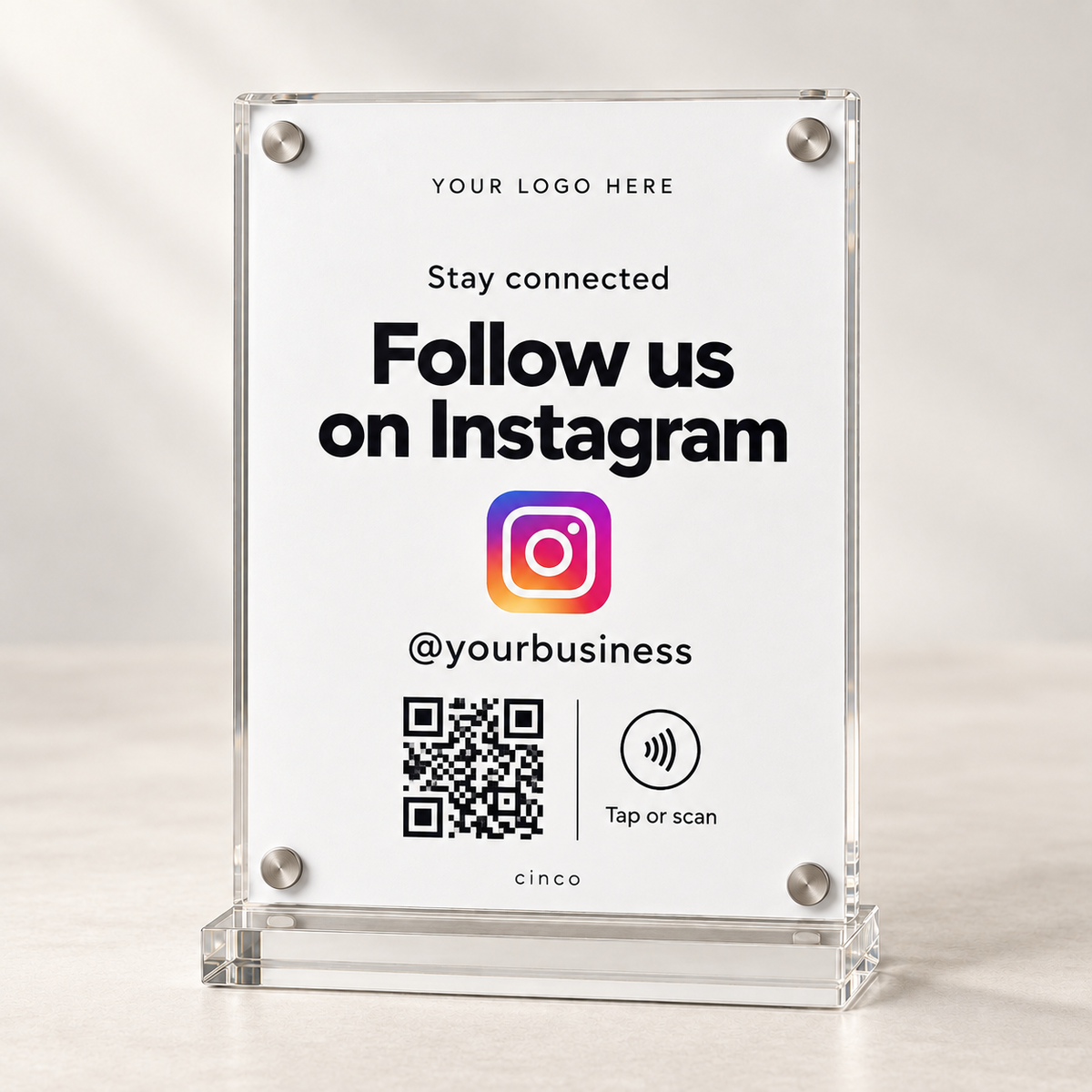Instagram NFC + QR Stand in white