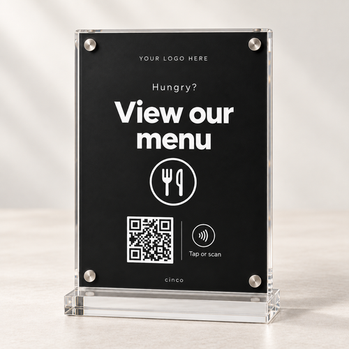 Digital Menu NFC + QR Stand in black