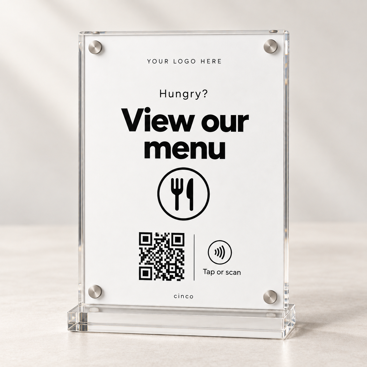 Digital Menu NFC + QR Stand in white