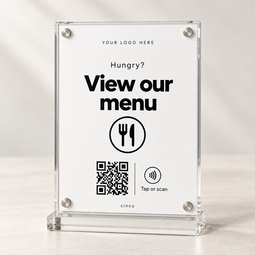 Digital Menu NFC + QR Stand in white
