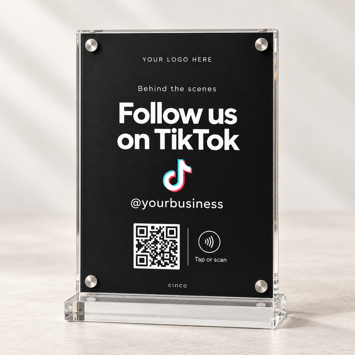 TikTok NFC + QR Stand in black
