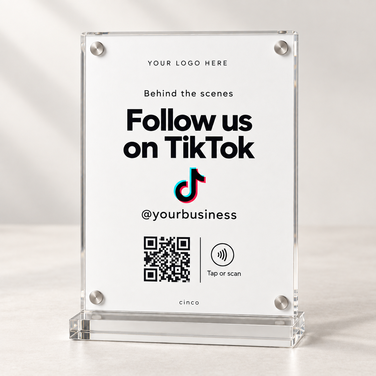 TikTok NFC + QR Stand in white