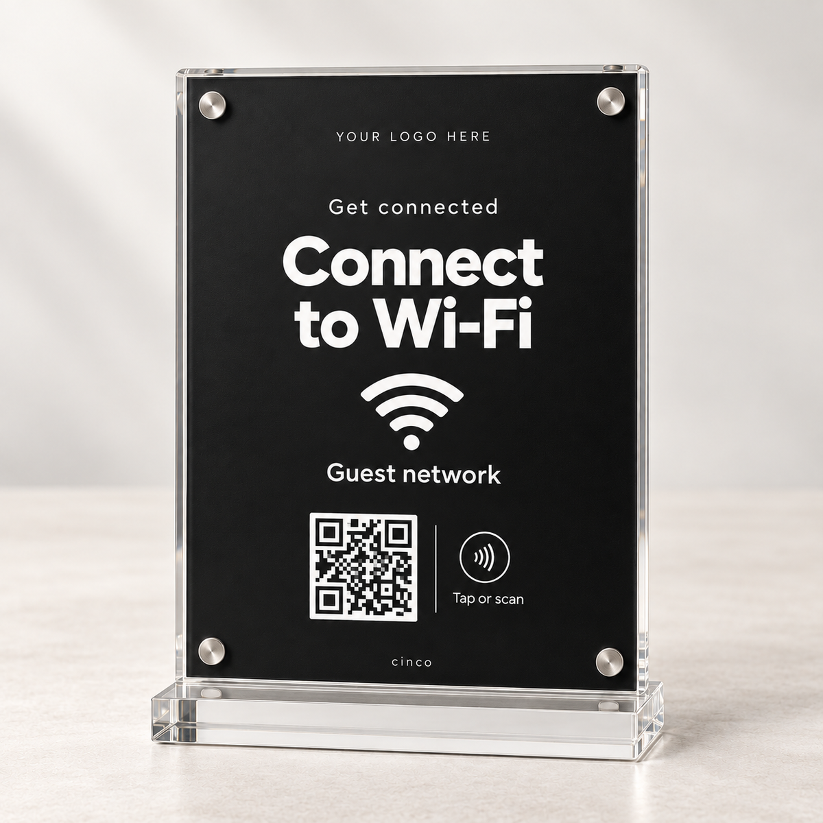 Wi-Fi NFC + QR Stand in black