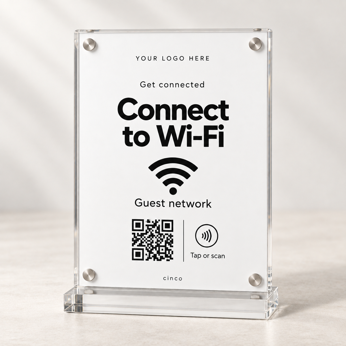 Wi-Fi NFC + QR Stand in white